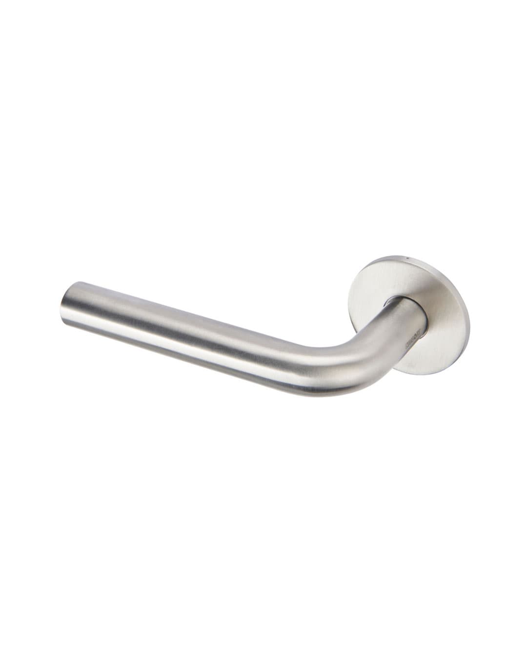 Markham lever handle in satin stainless steel finish