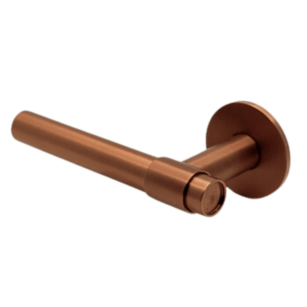 Copper mid bronze lever handle with a cylindrical design and round base