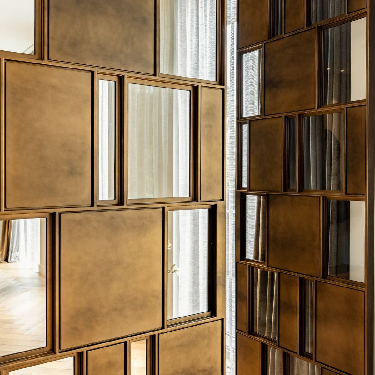 steel glazed internal door finishes - brass bronze and copper